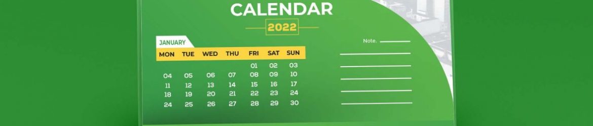 Green Desktop Calendar Template Design