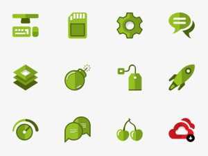 Green Set of Flat Icons