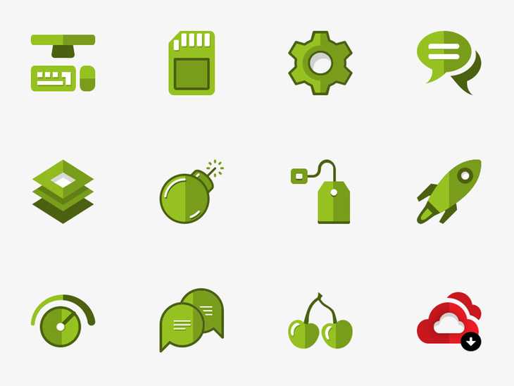 Green Set of Flat Icons