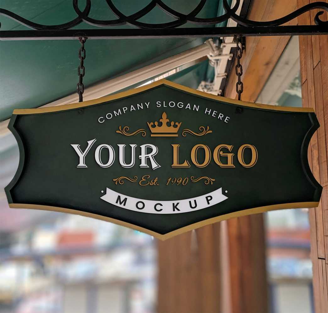 Green Sign Logo Mockup