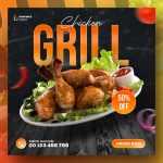 Grill, fast-food, restaurant social media post template design - Download Grátis Grill, fast-food, restaurant social media post template design