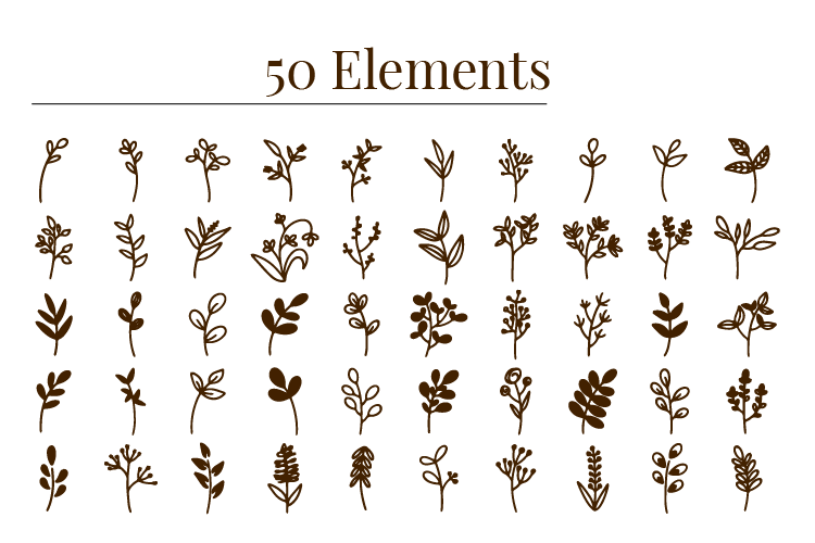 Hand drawn floral decorative elements free vector