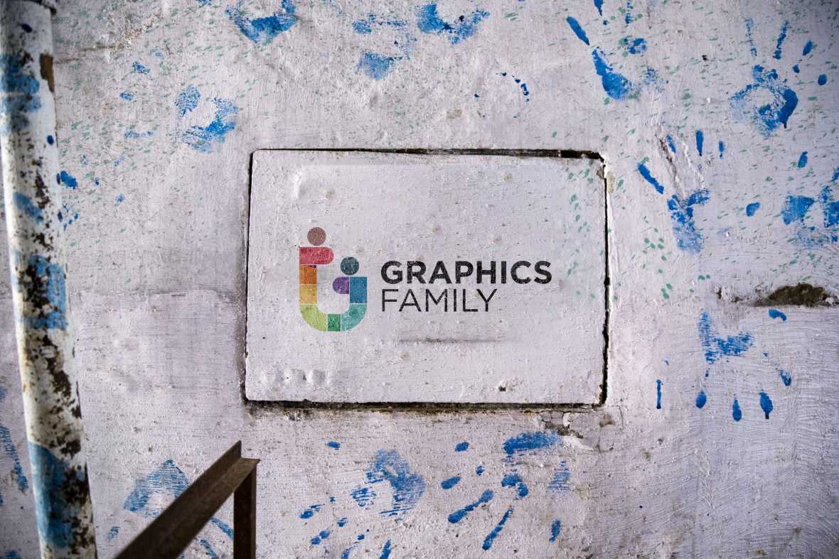 Hand Printed Wall Logo Mockup