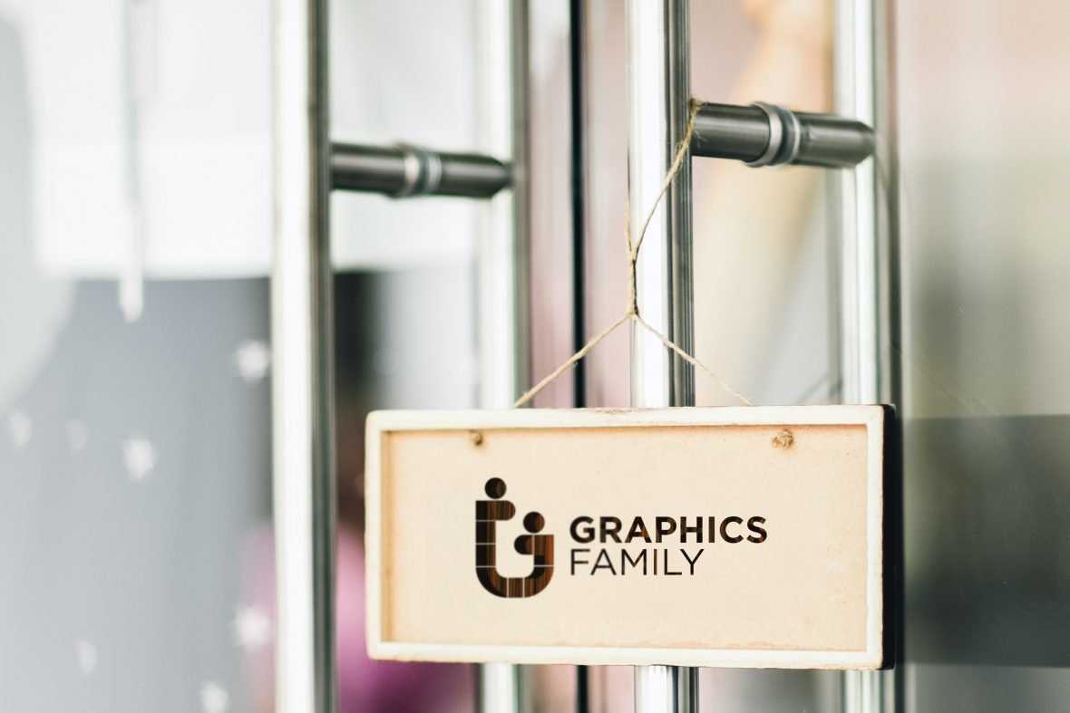 Hanging Frame Wooden Logo Mockup
