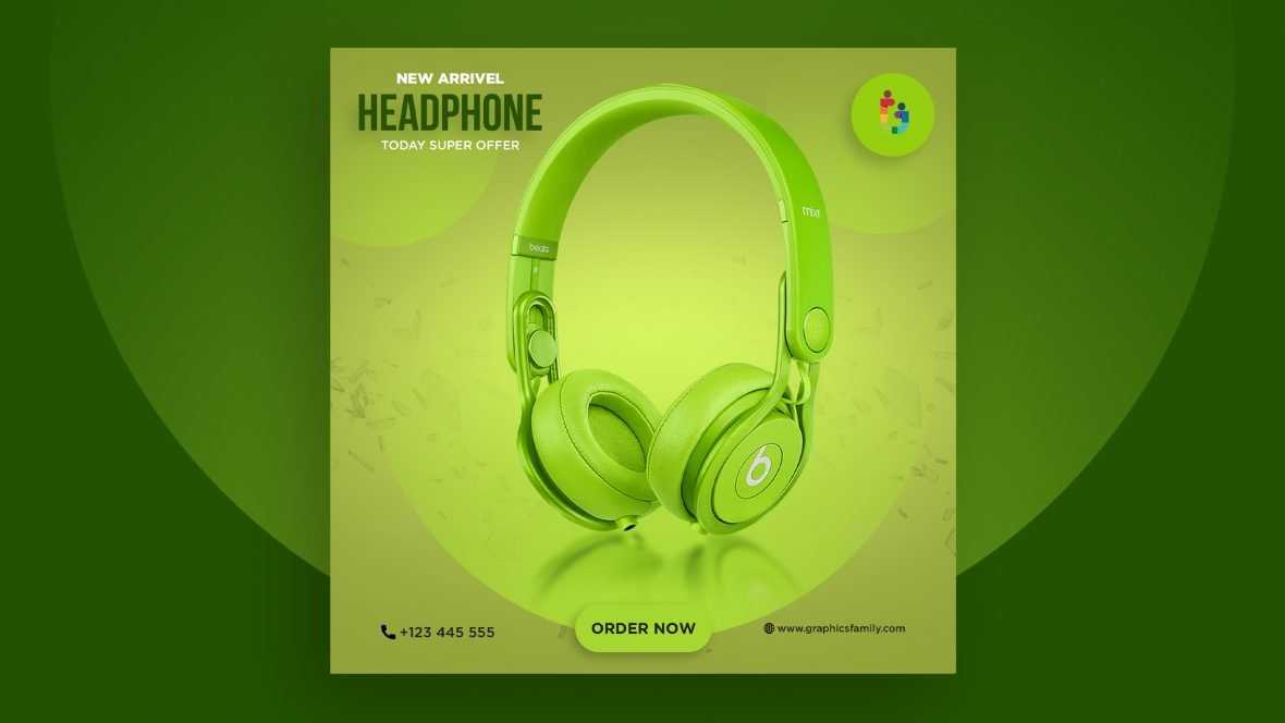Headphones Social Media Post Design Template