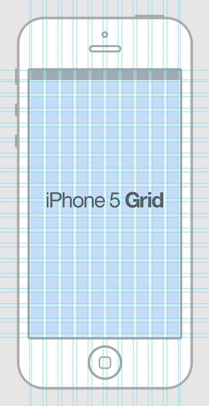iPhone 5 Wireframe Grid PSD