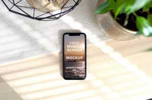 iPhone Screen on Table Design Mockup