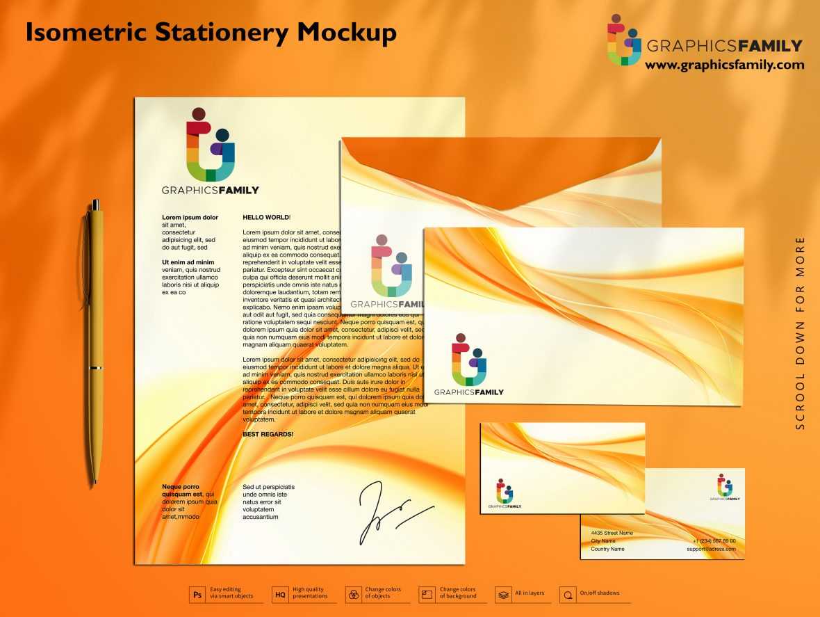 Isometric Stationery Mockup
