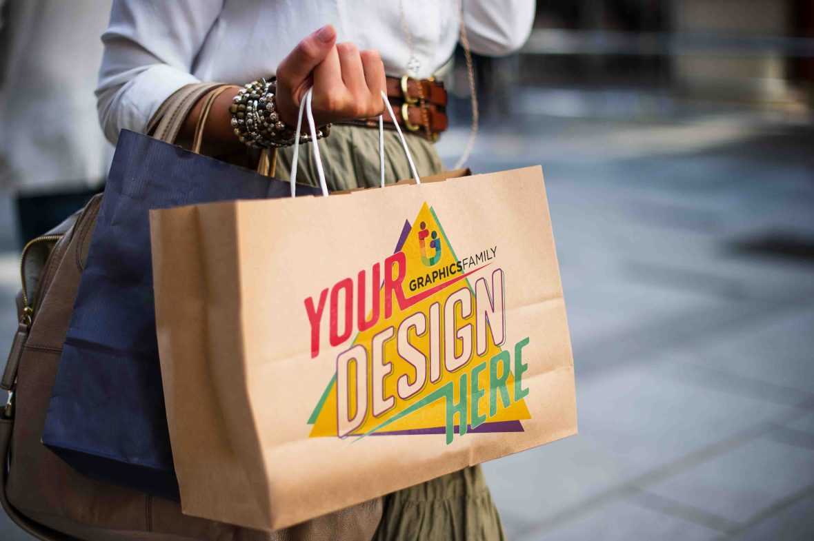 Kraft Paper Bag Mockup PSD