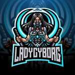 Lady Cyborg Esports Mascot Logo Template