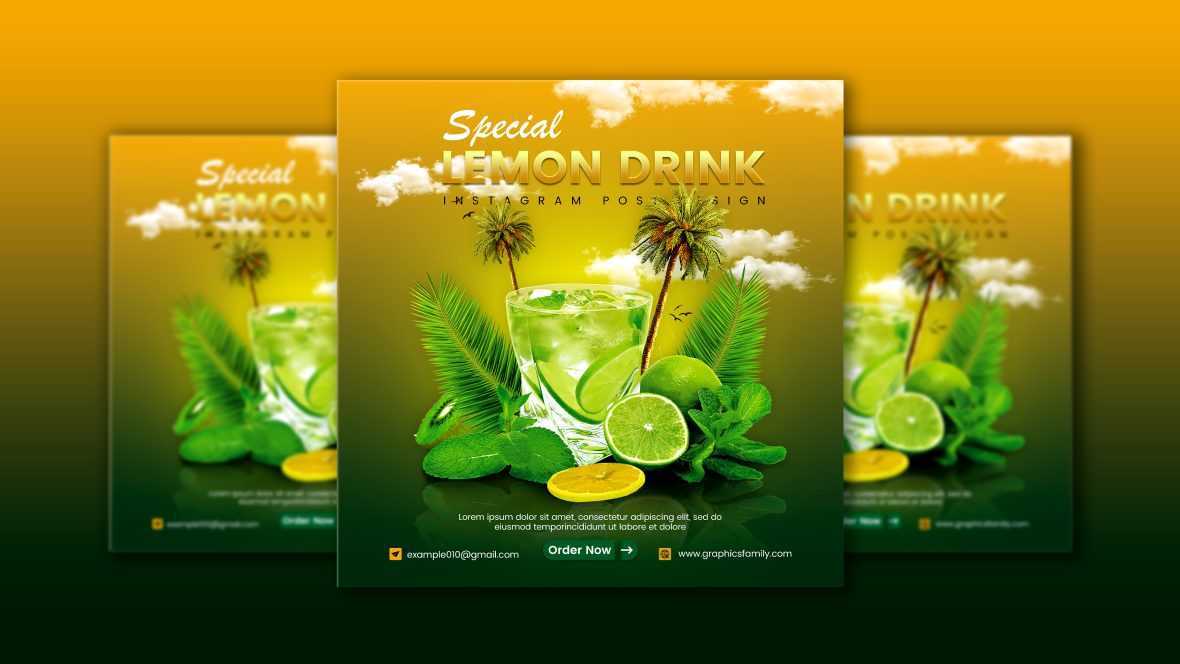 Lemon Drink Instagram Post Design