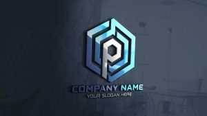 Letter P Crypto Coin Blockchain Logo Design