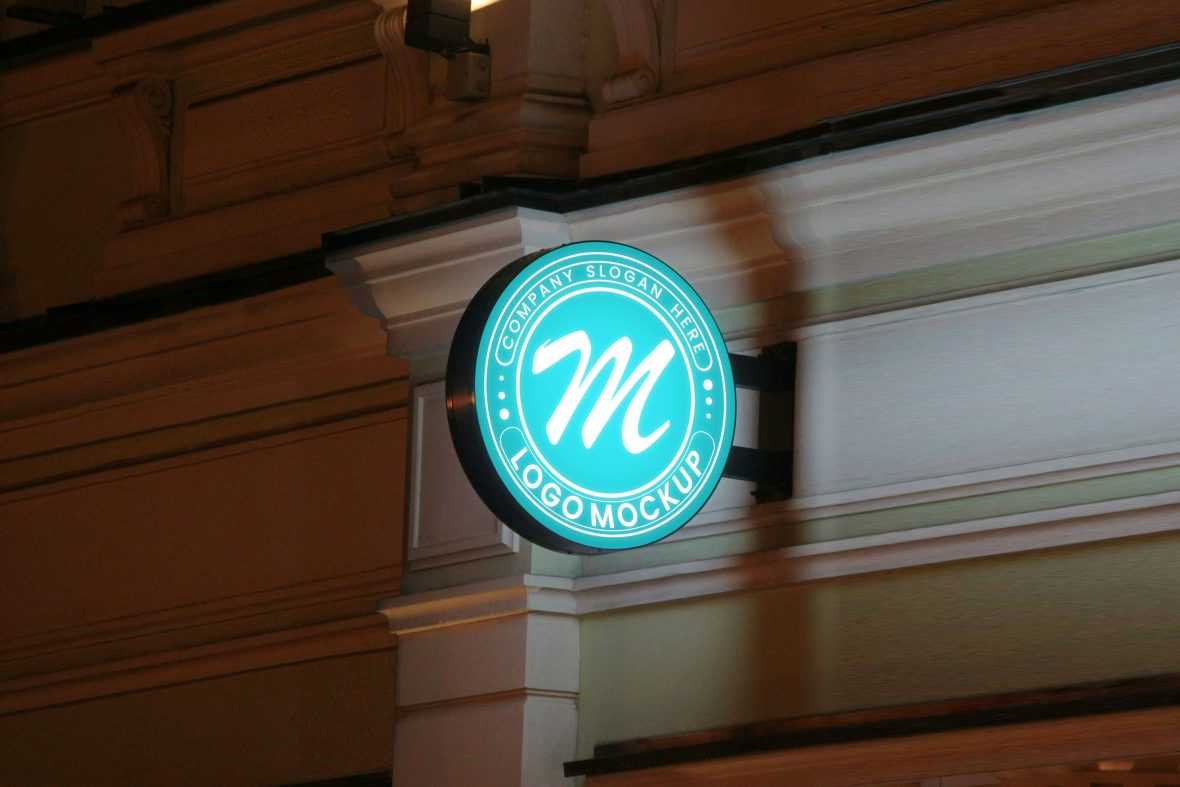 Lighted Signage Logo Mockup