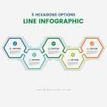 Line infographic template with 5 hexagons options vector image