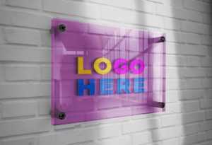 Logo Mockup 3D Glass Plate