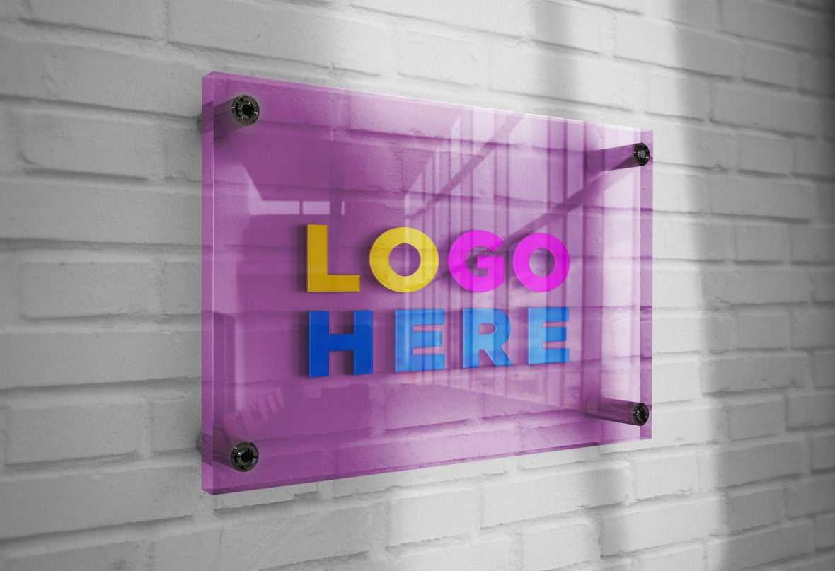 Logo Mockup 3D Glass Plate