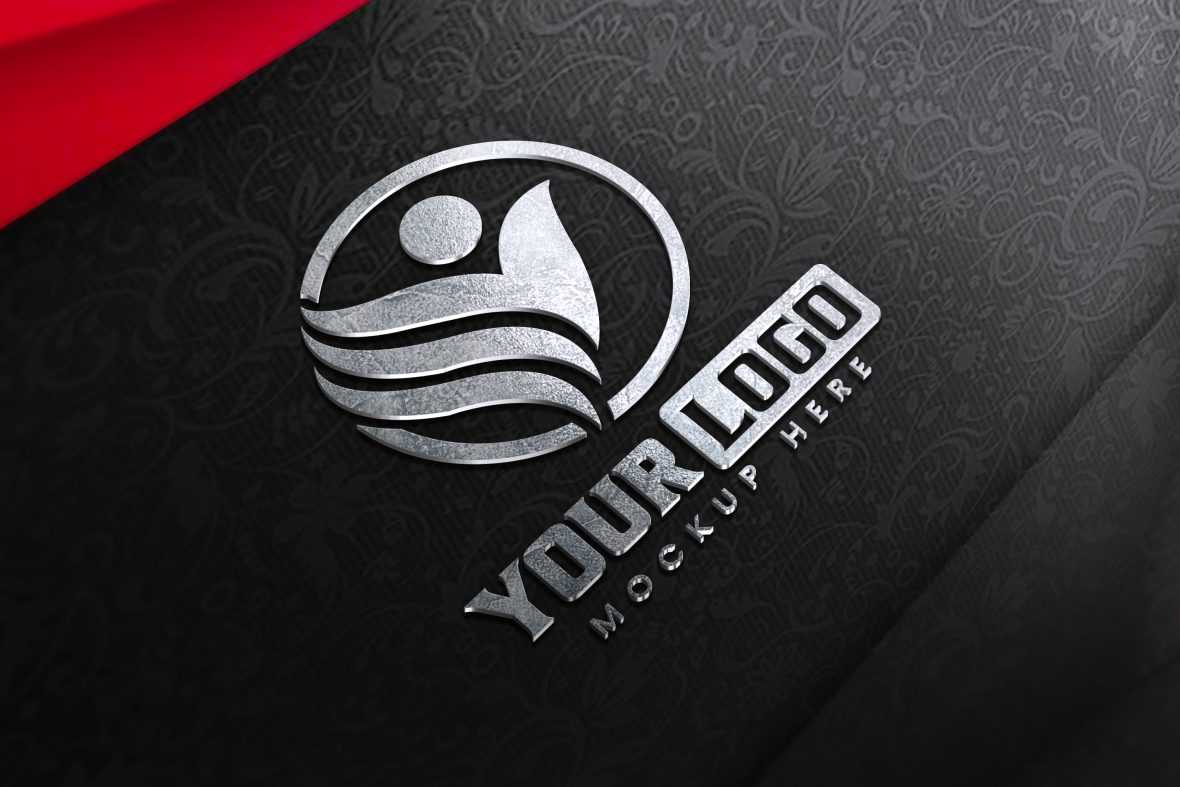 Logo Mockup on Black and Red Textile Background