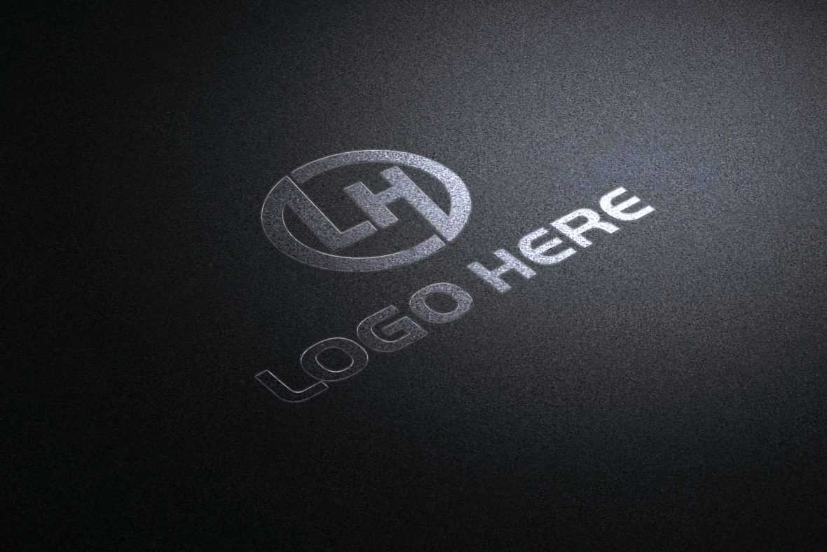 Logo Mockup on Black Background Texture