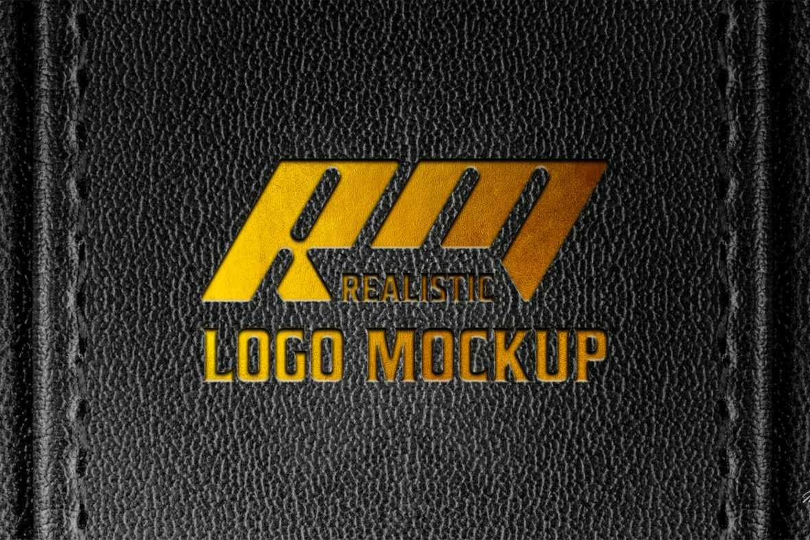 Logo Mockup on Black Stitched Leather