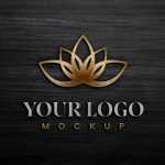 Logo Mockup On Black Wooden Background - Download Grátis Logo Mockup On Black Wooden Background