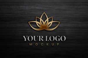 Logo Mockup On Black Wooden Background