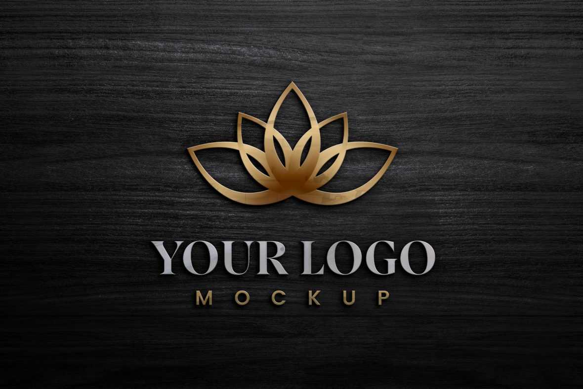 Logo Mockup On Black Wooden Background
