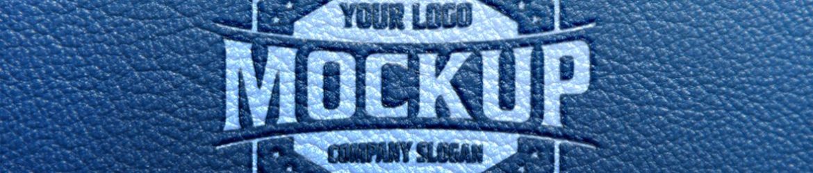 Logo Mockup on Blue Leather Background