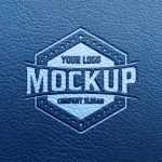 Logo Mockup on Blue Leather Background