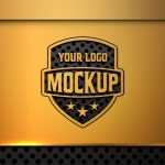 Logo Mockup on Gold and Black Background