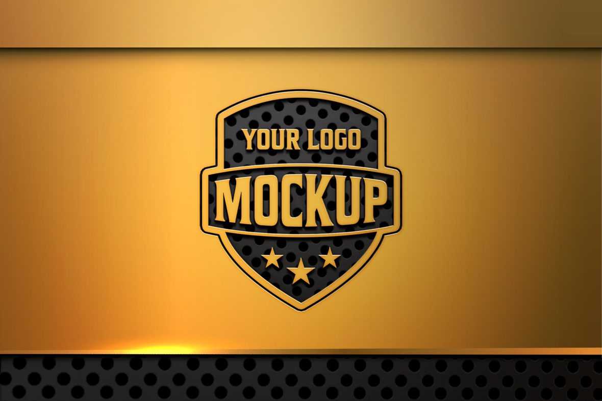 Logo Mockup on Gold and Black Background