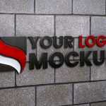 Logo Mockup on Gray Concrete Wall Bricks