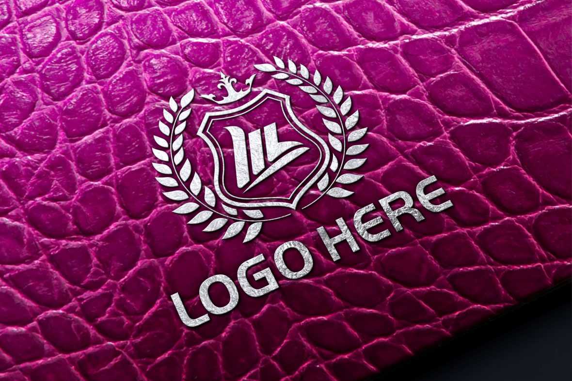 Logo Mockup on Purple Alligator Skin
