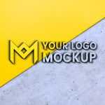 Logo Mockup With Yellow and Gray Wall