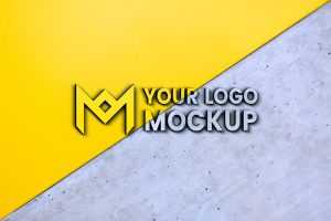 Logo Mockup With Yellow and Gray Wall