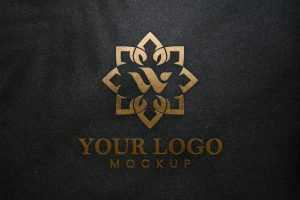 Luxury Embossed Logo Mockup on Black Paper Texture