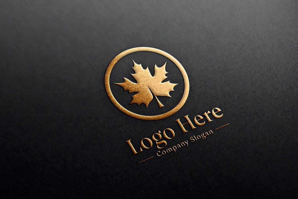 Luxury golden 3D logo mockup on black paper