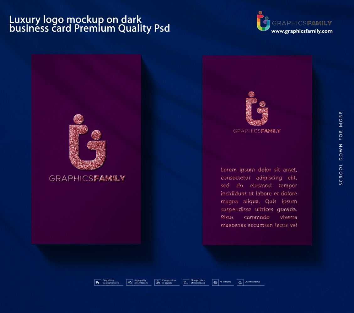 Luxury logo mockup on dark business card Premium Quality Psd
