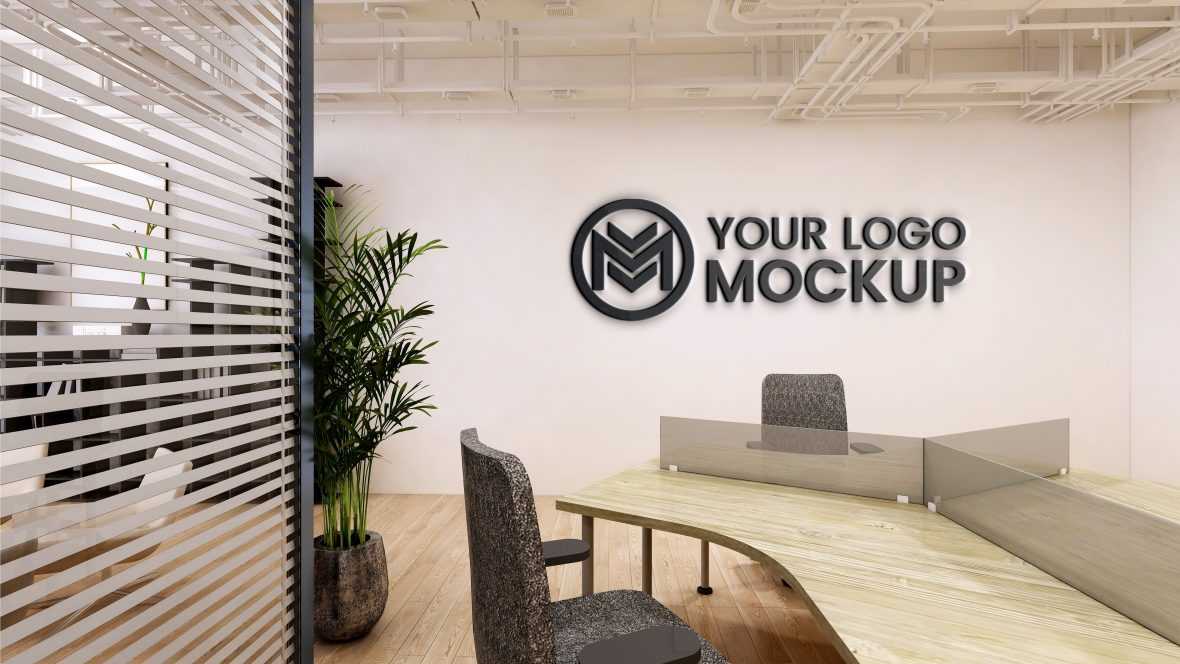 Meeting Room Office Wall Logo Mockup Design