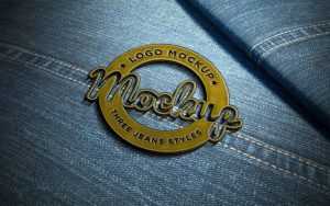 Metal Badge on Jeans Logo Mockup