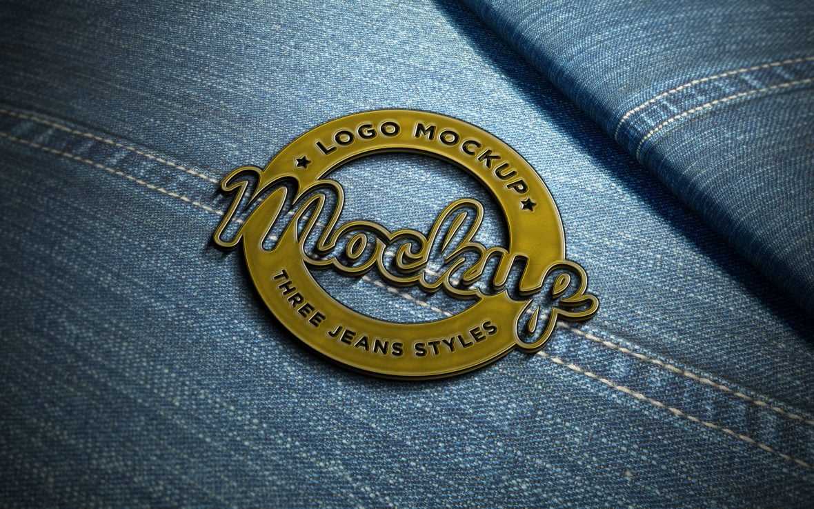 Metal Badge on Jeans Logo Mockup