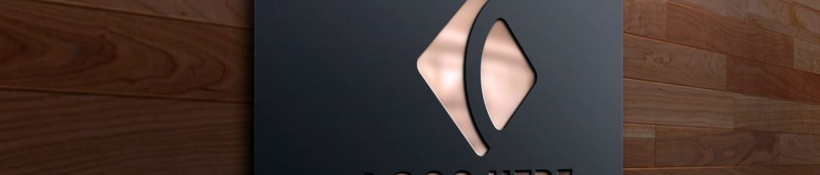 Metal Engraved 3D Logo Mockup on Wood Wall