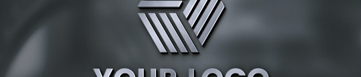 Metal Finish 3D Logo Mockup On Dark Glass Wall