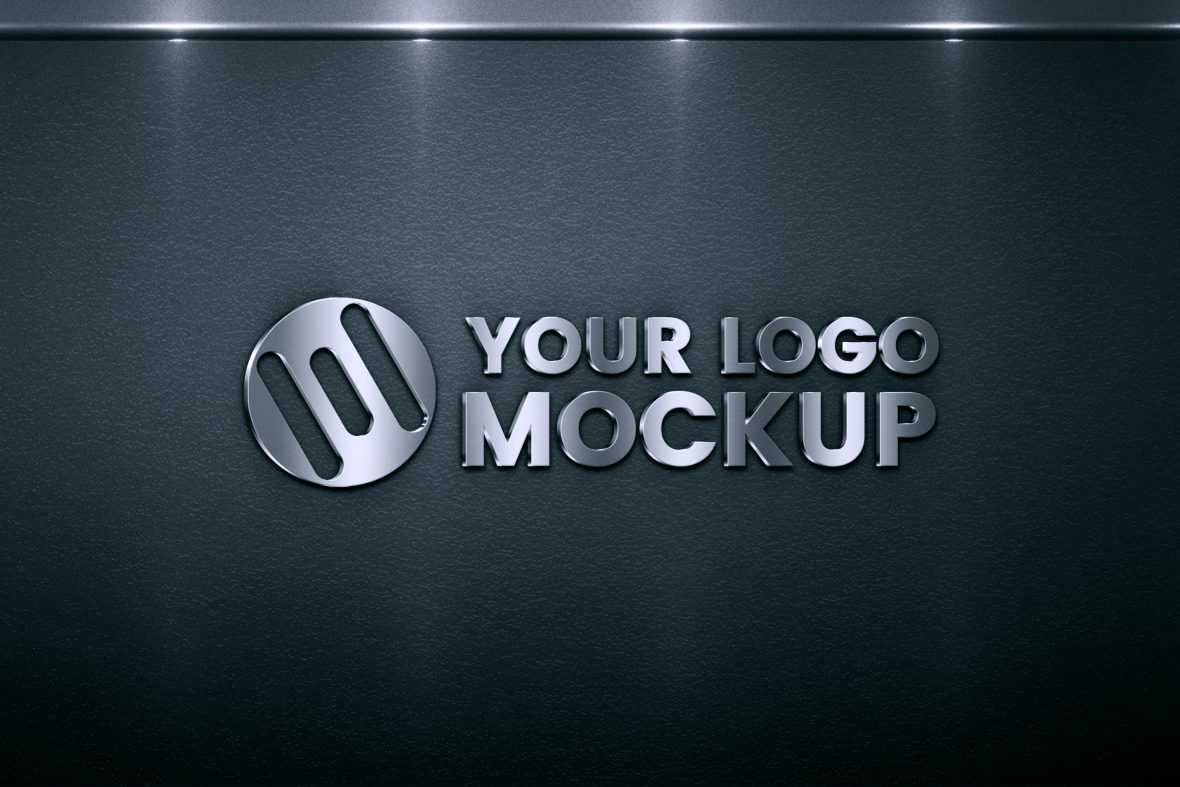 Metal Sign Logo Mockup on Black Wall