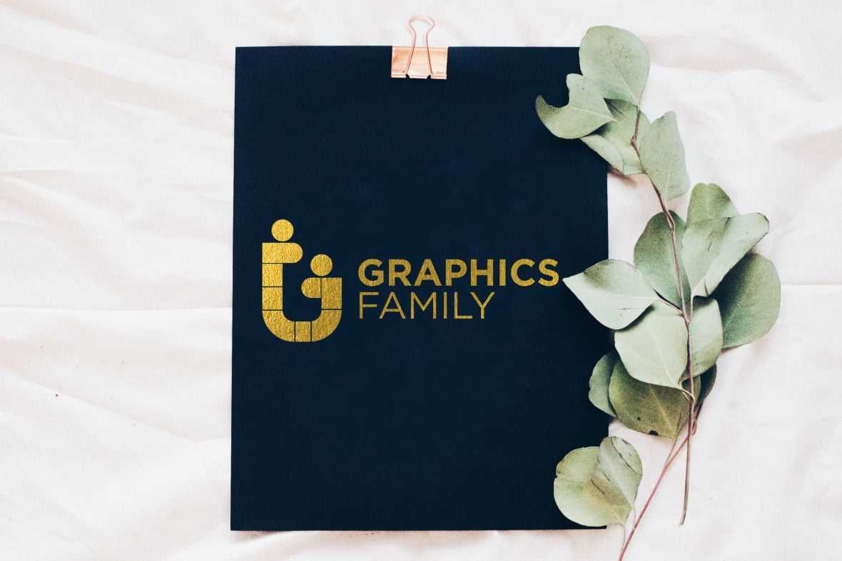 Minimal Golden Foil Logo Mockup with Leaves