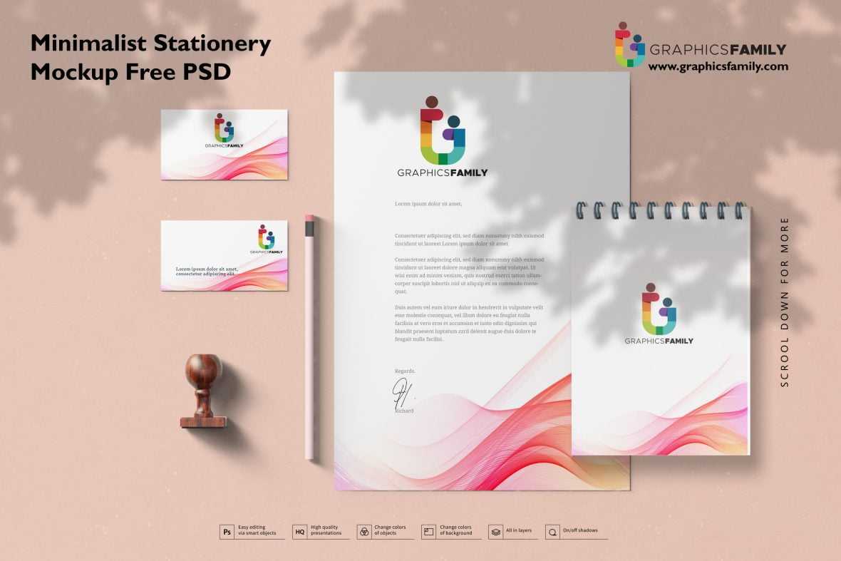 Minimalist Stationery Mockup Free PSD