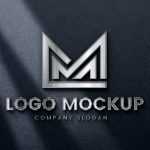 Mirrored 3D wall logo mockup