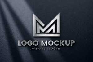 Mirrored 3D wall logo mockup