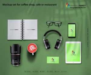 Mockup set for coffee shop, cafe or restaurant