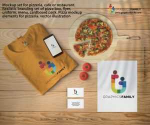 Mockup set for pizzeria, cafe or restaurant