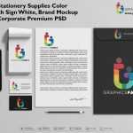 Mockup stationery supplies color Black with sign white, brand mockup identity corporate Premium PSD